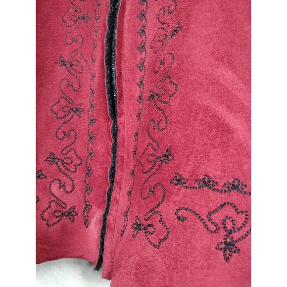 Velvet Faux Leather Jacket Women's Size XL Full Zipper Two Tones Embroid… - Picture 3 of 12